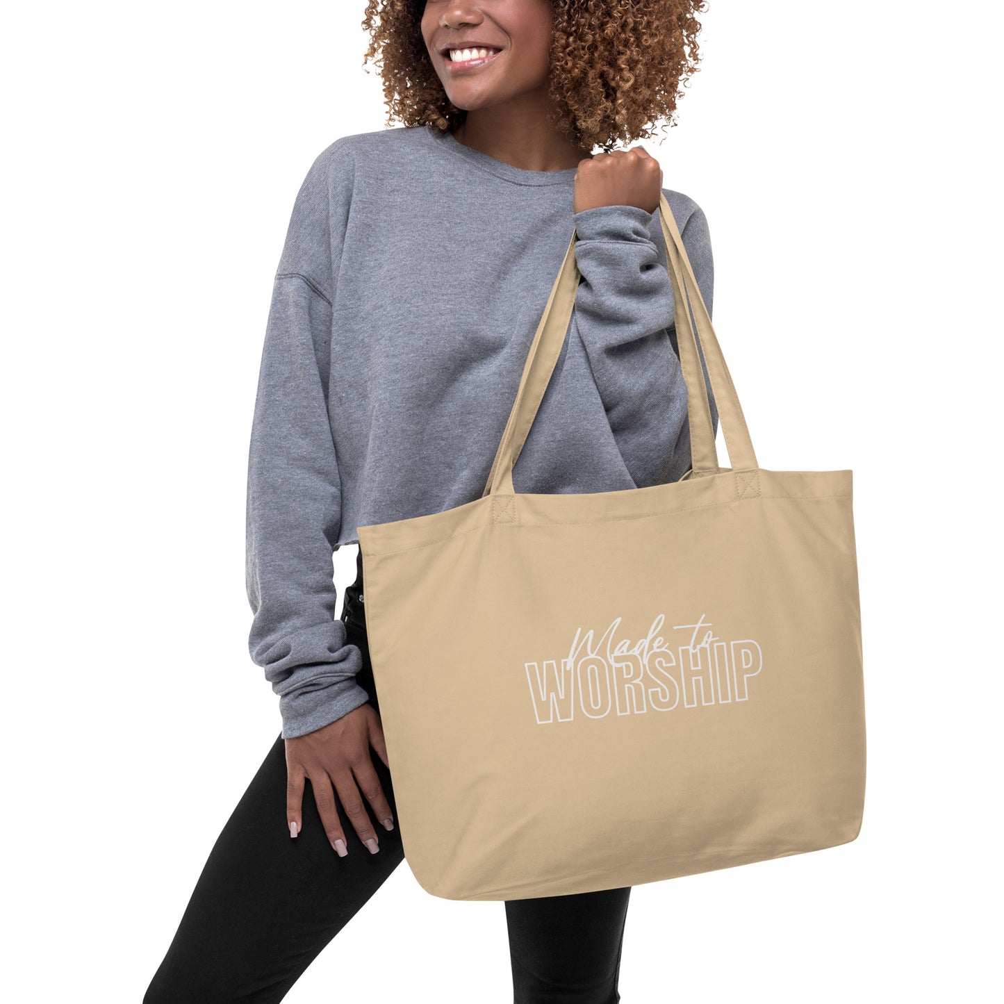 MADE TO WORSHIP - Large Organic Tote Bag